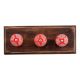 Red Marigold Etched Ceramic Wooden Hooks