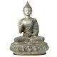 Silver Finish Half Lotus Pose Meditating Buddha Statue