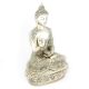 Silver Finish Half Lotus Pose Meditating Buddha Statue
