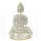 Silver Finish Half Lotus Pose Meditating Buddha Statue