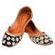 Black Dabka Mirror Work Floral Punjabi Jutti