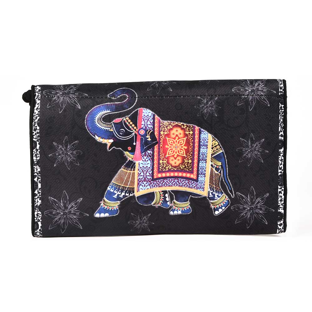 Black Handpainted Elephant Shoulder Bag