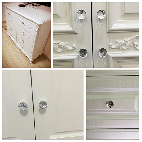 10 Pieces Drawer Knob Pull Handle Crystal Glass Diamond Shape Cabinet Drawer Pulls Cupboard Knobs with Screws for Home Office Cabinet Cupboard Bonus Silver Screws DIY