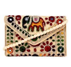 Beige Colorful Traditional Clutch