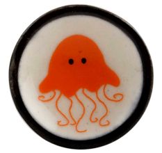 Orange Jellyfish Ceramic Furniture Knob