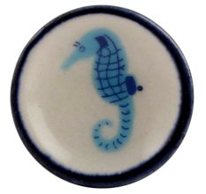 Turquoise Seahorse Flat Ceramic Drawer Knob Online