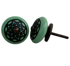 Pea Green Strewn Flat Knob