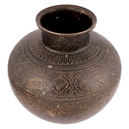 Vintage Hand Carved Design Brass Water Pot Lota