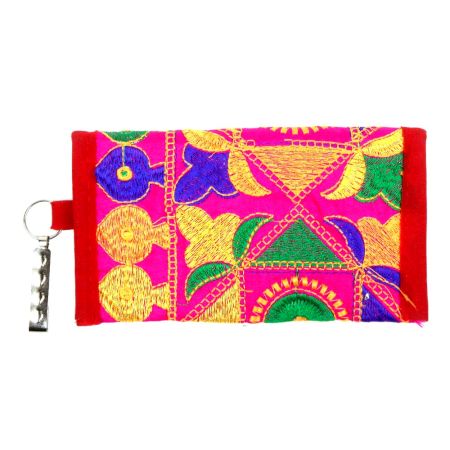 Pink embroidered Purse Patch Embroidered Purse