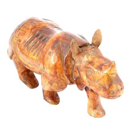 Hand Carved Rino in Mango Wood