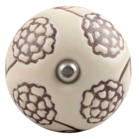 Cream Brown Marigold Etched Ceramic Wine Stopper