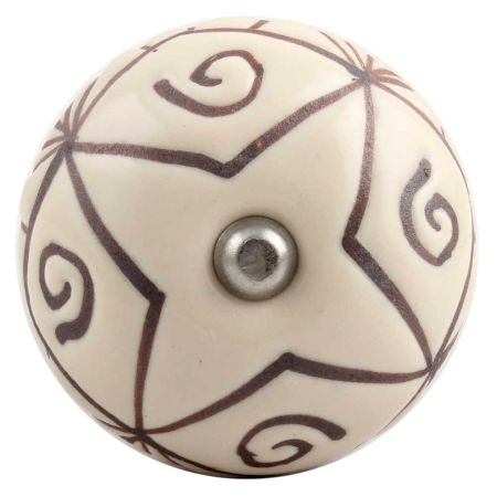 Cream Base Brown Etched Ceramic Wine Stopper