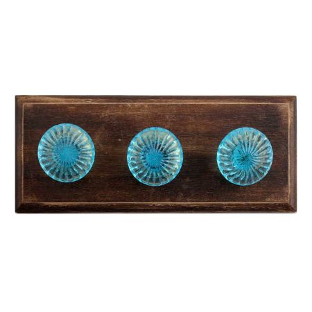 Royal Blue Big Daisy Glass Wooden Hooks