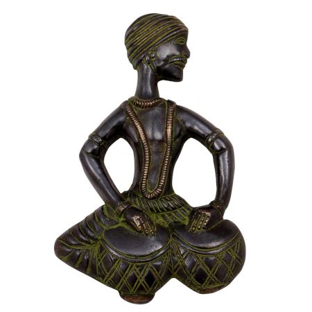 Brass Musician Playing Tabla with patina