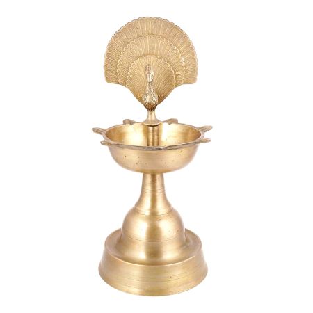 Brass Peacock Oil Lamp with Peacock Inside Circle