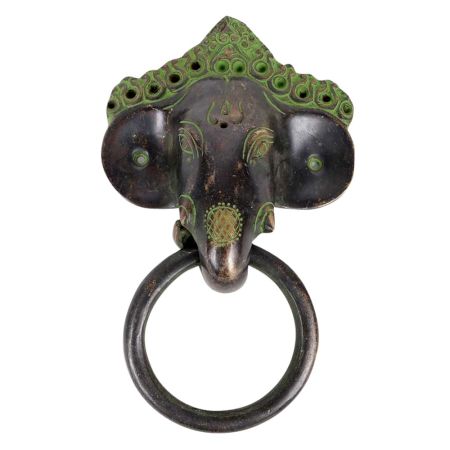 Elephant Door Knocker With Patina