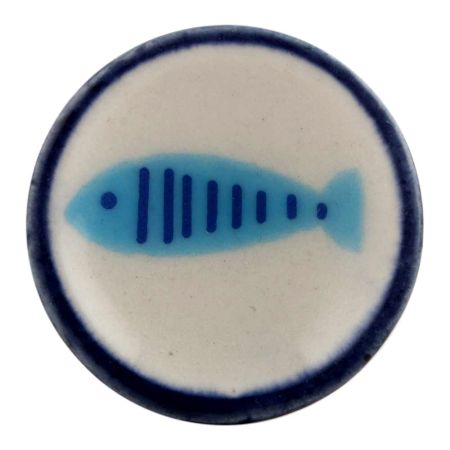 Turquoise Fish Flat Ceramic Drawer Knob Online 