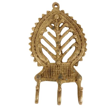 Brass Tribal Leaf Design Three Wall Hooks