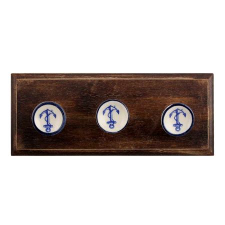 Anchor Flat Ceramic Wooden Hooks