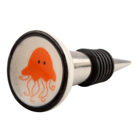 Orange Sea Fish Flat Ceramic Wine Stopper