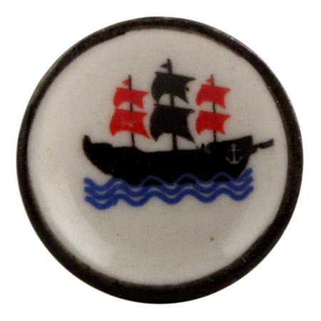 Black Boat Flat Ceramic Wine Stopper