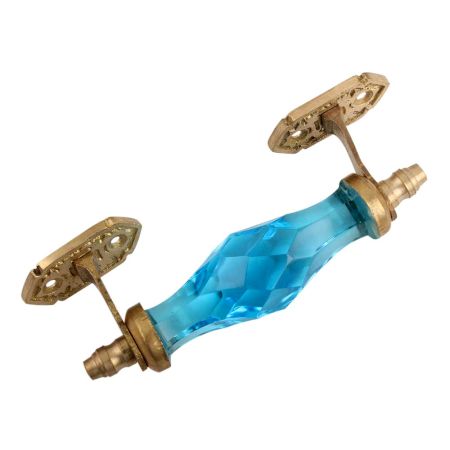 Turquoise Cut Glass Golden Small Door Handle