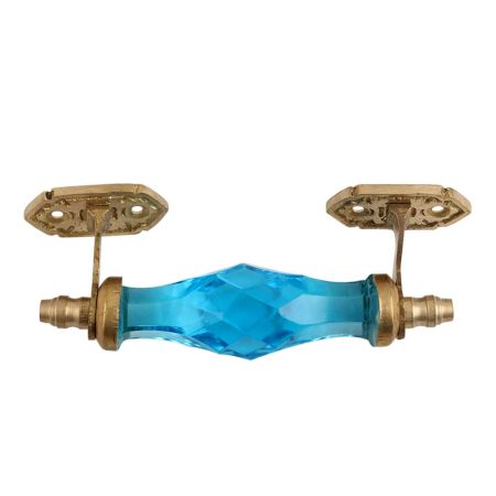Turquoise Cut Glass Golden Small Door Handle
