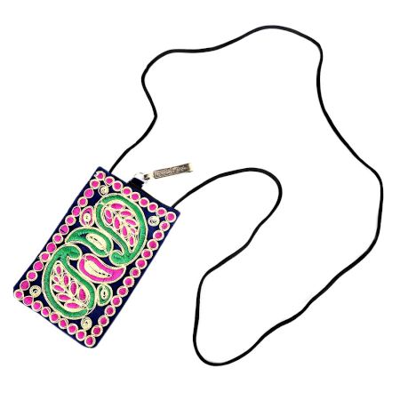 Marron Embroidered Mobile Money Purse Cover Pouch Purse Sling bag