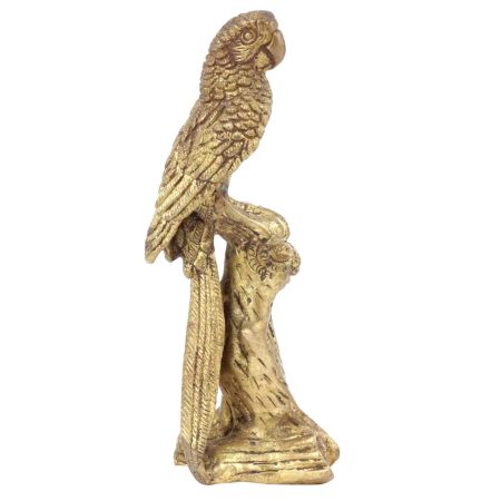 Brass Parrot on Branch Statue