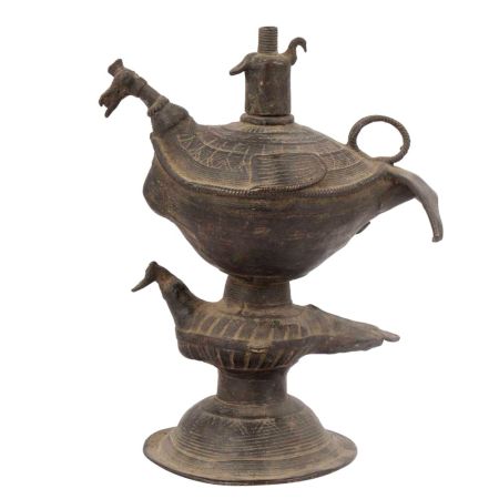 Traditional Brass Peacock Oil Lamp