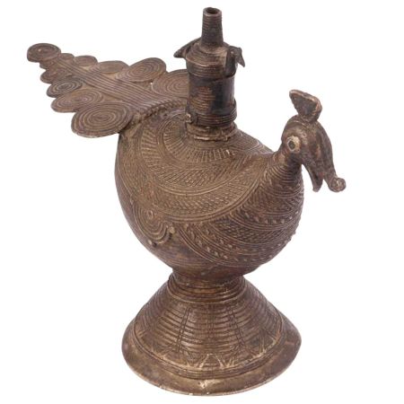 Brass Handmade Peacock Oil Lamp