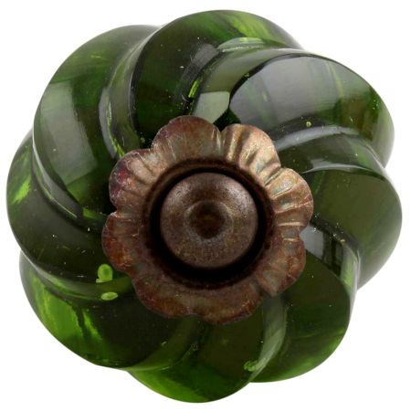 Olive Green Interior Cut Glass Cabinet Knob Online