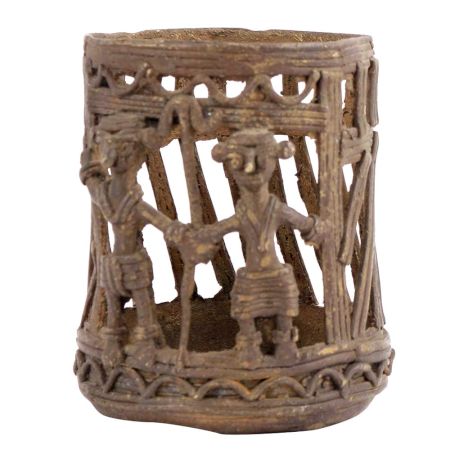 Brass Tribal Design Rustic Metal Candle Holder