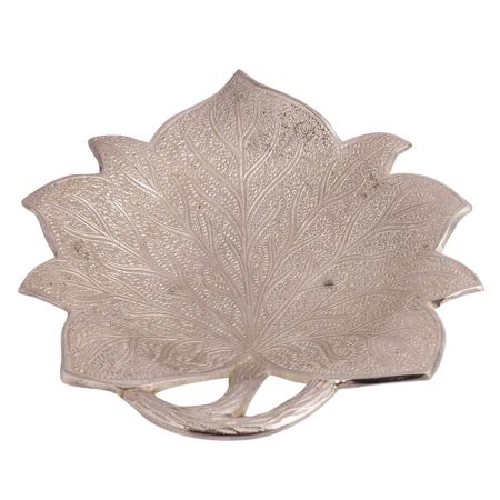 Maple Leaf Silver Enameled Serving Bowl