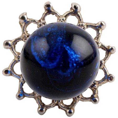 Navy Blue Round Glass and Metal Dresser Knobs Online