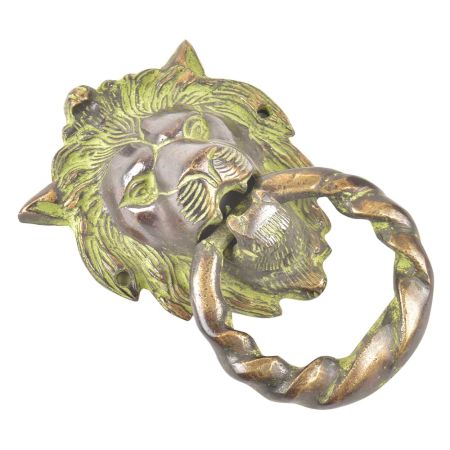 Lion Head Brass Painted Patina Towel Ring/Door Knocker