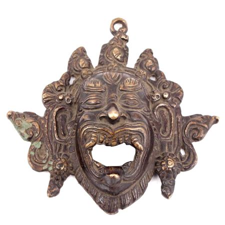 Bronze Mahakala Wrathful Deity Mask Pendant