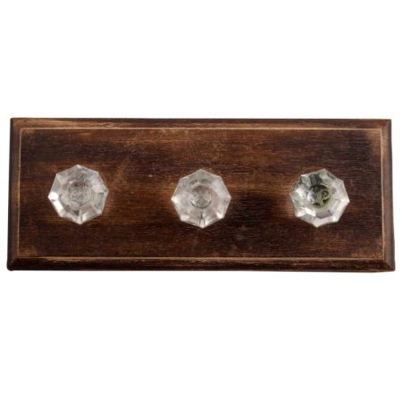 Clear Octagon Shape Glass Wooden Hooks
