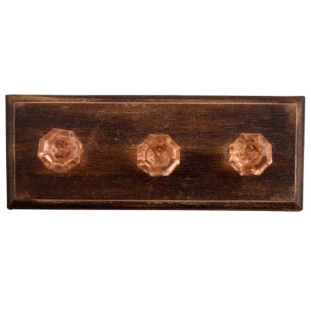Pink Octagon Glass Shape Wooden Hooks