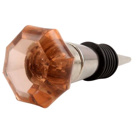 Pink Octagon Shape Glass Wine Stopper
