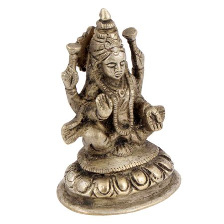 Brass Laxmi Statue Sitting on Lotus Flower