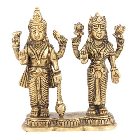 Lord Vishnu God Narayan Goddess Lakshmi Mahalaxmi Brass Metal Statue