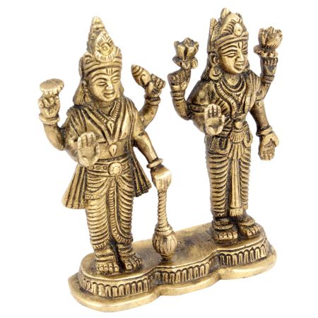 Lord Vishnu God Narayan Goddess Lakshmi Mahalaxmi Brass Metal Statue