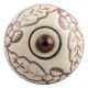 Cream Brown Leaf Flower Etched Ceramic Knob