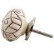 Cream Base Brown Etched Ceramic Floral Knob Online