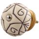 Cream Base Brown Etched Ceramic Floral Knob Online