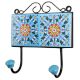 Turquoise Yellow Floral Tiles Hook