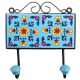 Turquoise Yellow Floral Tiles Hooks
