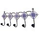 White Navy Blue Floral Tiles Hooks