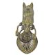 Brass Solid Dog With Peacock Ring Door Knocker